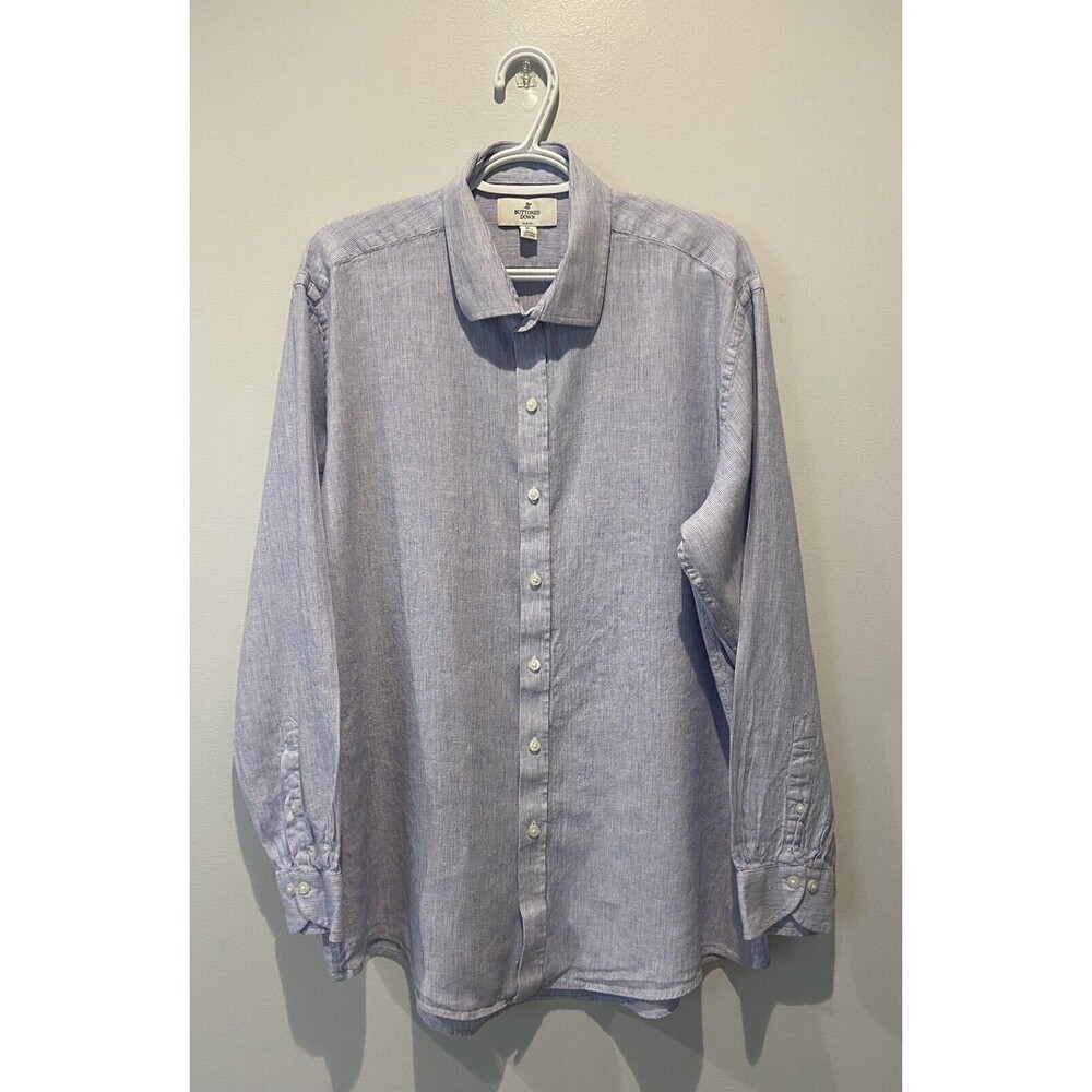 buttoned down brand shirt. Size  17/-17 1/2 White With Blue Pinstripe XL.